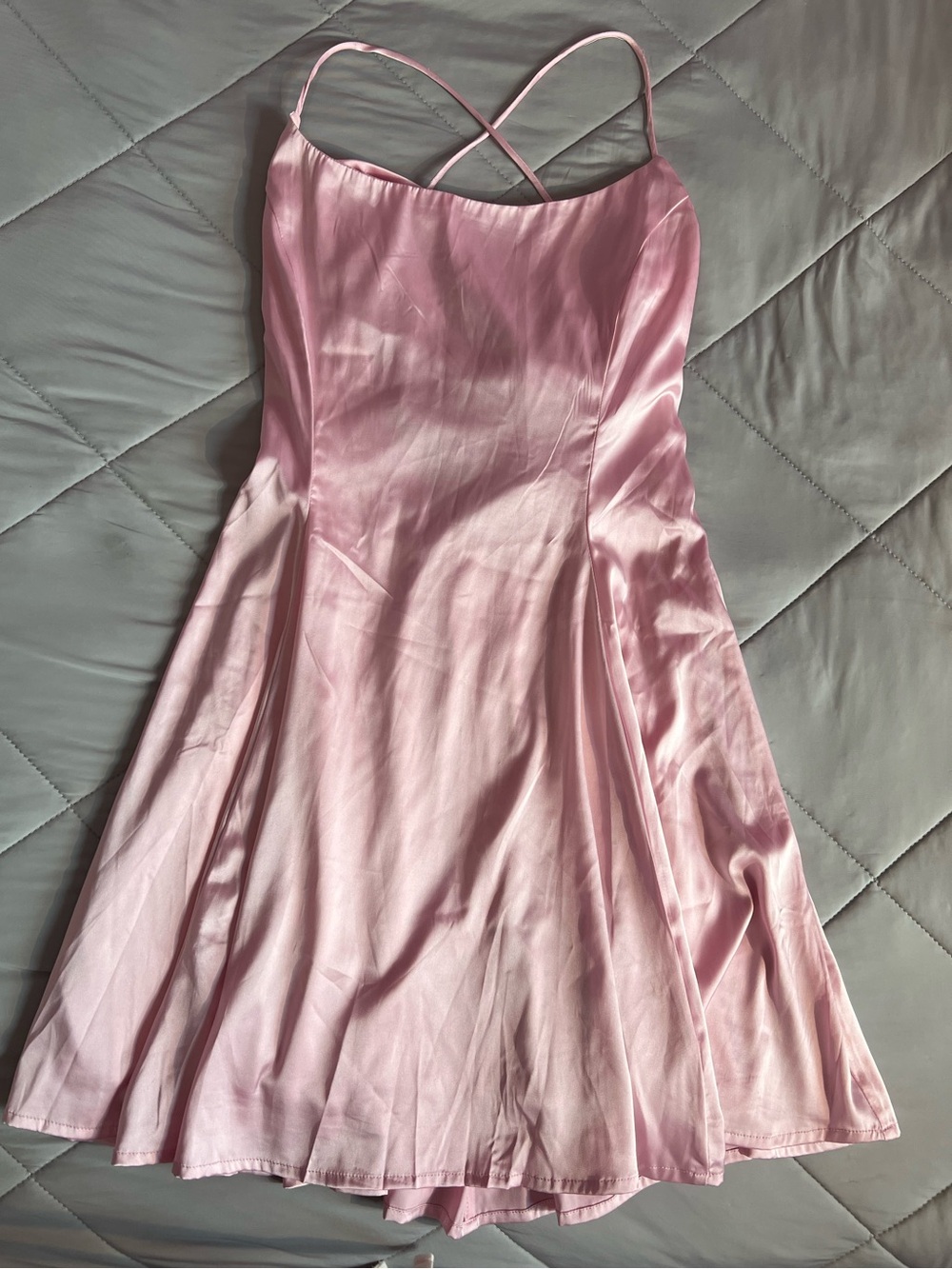 Lucy in the Sky Pink Satin Spaghetti-Strap Mini Dress